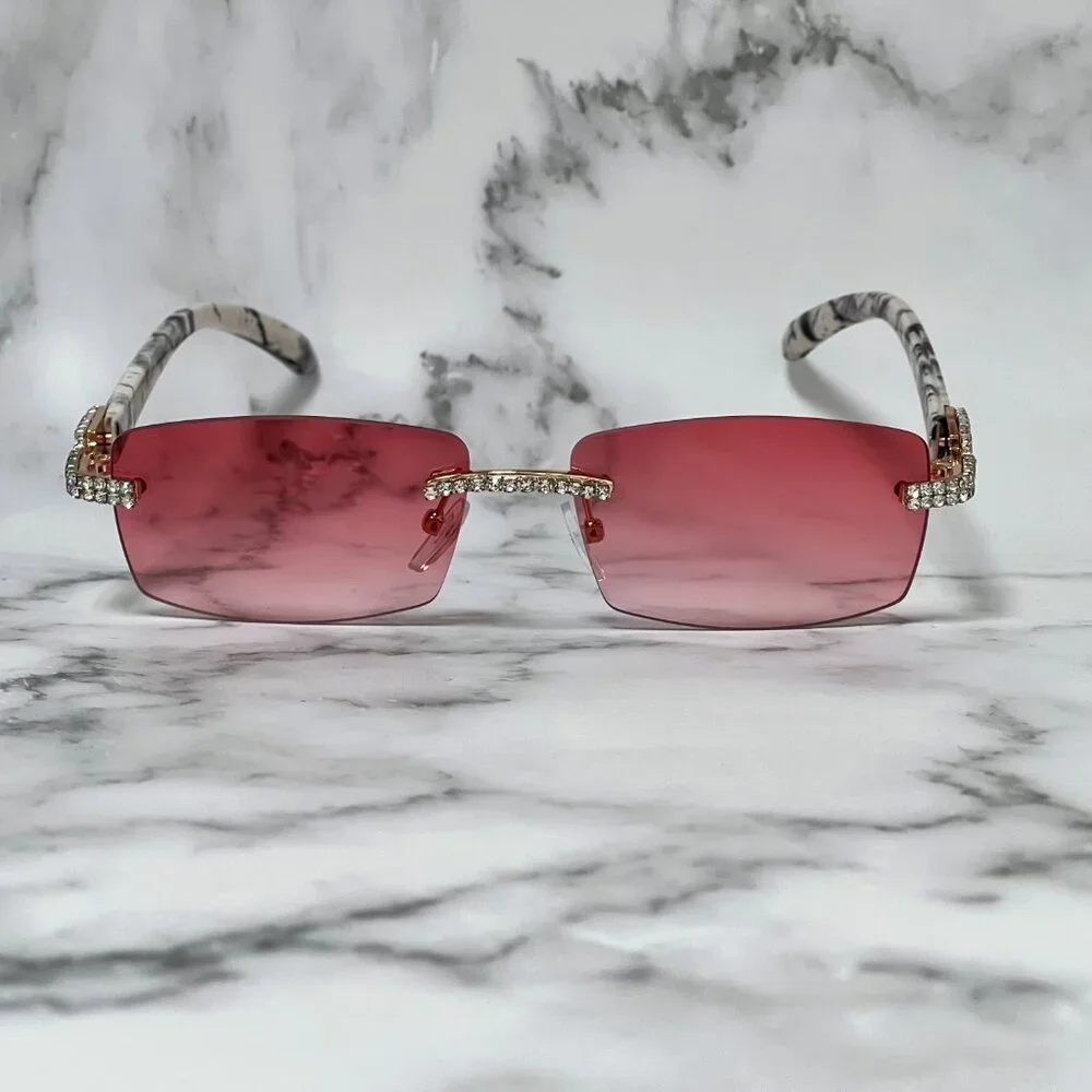 Men Women Sunglasses Red Lens Fashion Designer New Style‎ Square Rimless Lentes